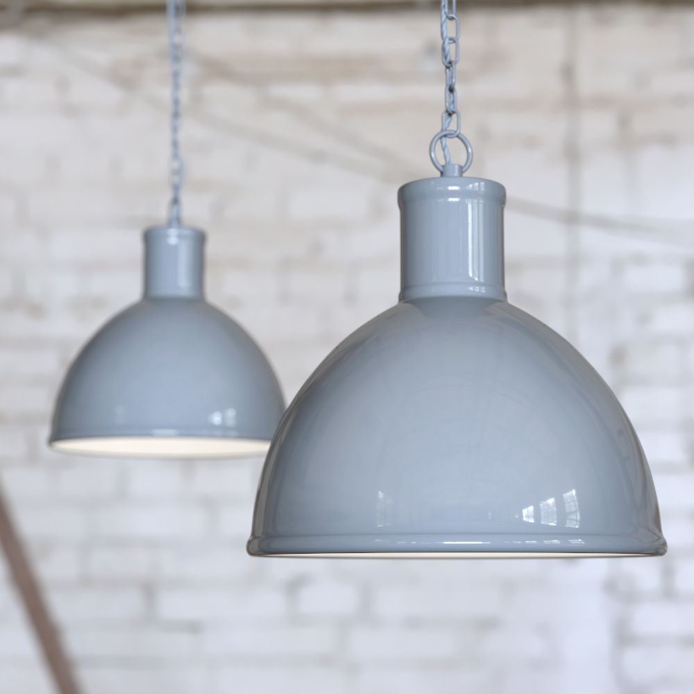 Wardour Industrial Bay Pendant Light French Grey - The Soho Lighting Company - SoHo Lighting